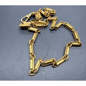 Vintage Pocket Watch Bar Link Baht Chain Gold Tone Classic Everyday Chic Retro